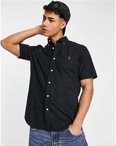Черная поплиновая рубашка классического кроя с короткими рукавами и логотипом Polo ralph lauren