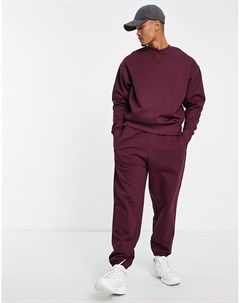 Плотные джоггеры бордового цвета в стиле oversized Asos design