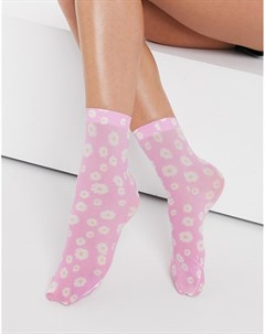 Розовые носки с принтом ромашек Asos design