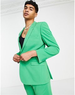 Зеленый креповый супероблегающий пиджак Asos design