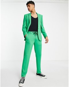 Супероблегающие брюки из крепа зеленого цвета с поясом в стиле джоггеров Asos design