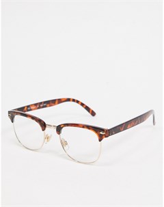 Черепаховые солнцезащитные очки в квадратной оправе с прозрачными стеклами Aj morgan