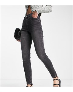 Серые зауженные джинсы с завышенной талией Tall Bershka