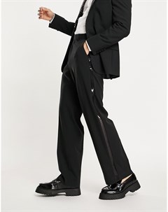 Черные широкие брюки с полосками по бокам Asos design
