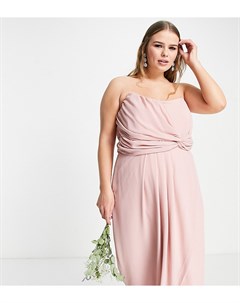 Платье бандо пыльно розового цвета с запахом Bridesmaid Noee Tfnc plus