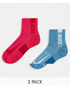Набор из 2 пар носков унисекс до щиколотки серого и розового цветов Multipler Nike running