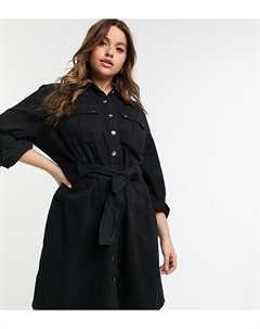 Черное джинсовое платье рубашка с поясом New Look Curve New look plus