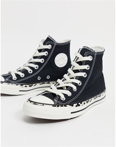 Черные кеды со вставкой с леопардовым принтом Chuck Taylor Converse