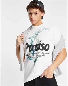 Белая футболка с принтом Paraiso River island
