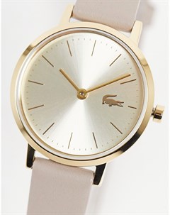 Часы в минималистичном стиле цвета розового золота с бежевым ремешком Lacoste