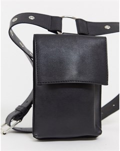 Черный ремень из искусственной кожи с сумкой и люверсами Asos design