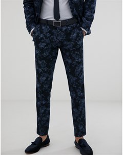 Темно синие зауженные брюки с цветочным принтом Moss London Moss bros