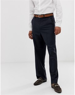 Темно синие широкие строгие брюки из 100 шерсти Asos design