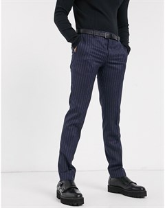 Темно синие брюки в тонкую полоску Twisted tailor