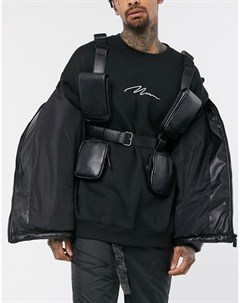 Черная сумка на грудь из искусственной кожи Asos design
