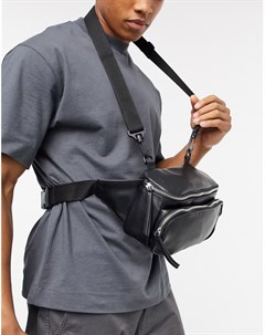 Черная сумка из искусственной кожи с ремешками Asos design