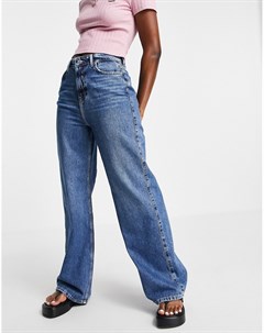 Синие джинсы винтажного кроя с широкими штанинами New look