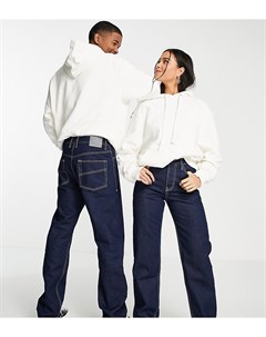 Темно синие джинсы из необработанного денима с прямыми штанинами в стиле 90 х x000 Unisex Collusion