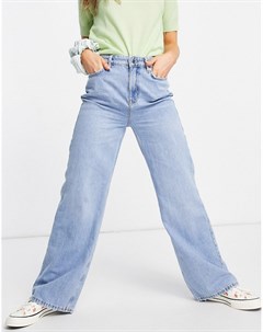 Голубые джинсы в винтажном стиле с широкими штанинами New look