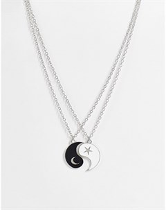 Серебристое ожерелье для лучших друзей в виде символа Инь и Ян Designb london