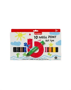 Фломастеры Набор утолщенных фломастеров Kids Mega Point 10 цветов в картонной упаковке Bruynzeel