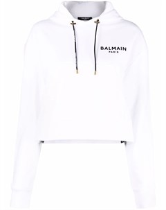 Укороченное худи с логотипом Balmain