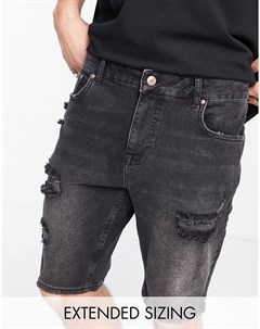 Зауженные джинсовые шорты черного цвета со рваной отделкой Asos design