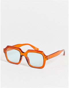 Солнцезащитные очки со скошенной полупрозрачной оправой квадратной формы и коричневого цвета из пере Asos design