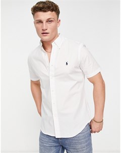 Белая поплиновая рубашка классического кроя с короткими рукавами и маленьким логотипом Polo ralph lauren
