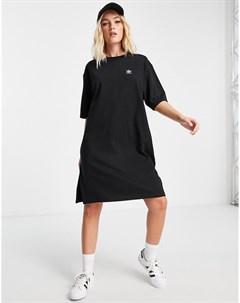 Черное платье футболка с принтом на спине adicolour Adidas originals