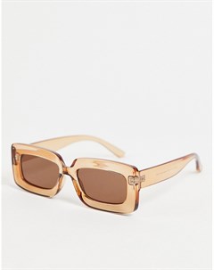 Квадратные солнцезащитные очки среднего размера в полупрозрачной оправе коричневого цвета из перераб Asos design