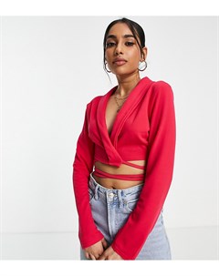 Ярко розовый базовый укороченный блейзер с завязкой Missguided petite