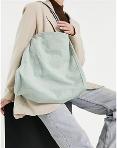 Шалфейно зеленая вельветовая сумка шопер Asos design