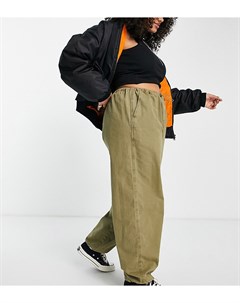 Выбеленные брюки карго цвета хаки в стиле 90 х с пуговицами моржовый клык ASOS DESIGN Curve Asos curve