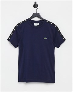 Темно синяя футболка с фирменной лентой Lacoste