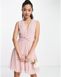Платье мини приглушенного розового цвета с расклешенной юбкой Bridesmaid Tfnc