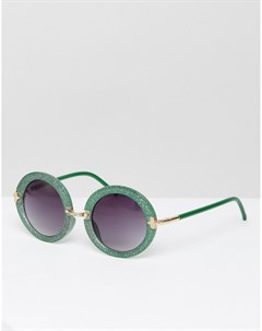 Солнцезащитные очки в зеленой оправе с блестками Jeepers peepers