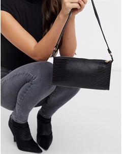 Плоская удлиненная сумка на плечо в стиле 90 х с отделкой черная ящерица Asos design