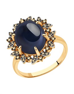 Кольцо из золота с бриллиантами и сапфиром Sokolov