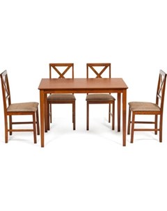 Обеденный комплект Хадсон стол 4 стула Hudson Dining Set дерево гевея мдф Espresso ткань коричнево з Tetchair