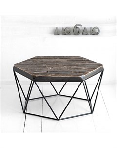 Журнальный стол гексагон из старой доски в сером цвете серый 76x37x66 см Archpole