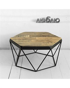 Журнальный стол гексагон из старой доски в коричневом цвете коричневый 76x37x66 см Archpole