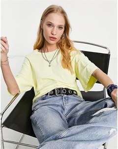 Свободная футболка лимонного цвета с короткими рукавами Topshop