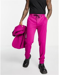 Супероблегающие брюки из крепа розового цвета с поясом в стиле джоггеров Asos design