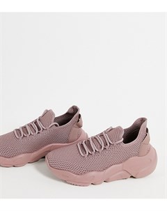 Розовые трикотажные кроссовки со шнуровкой и на толстой подошве для широкой стопы Dexter Asos design