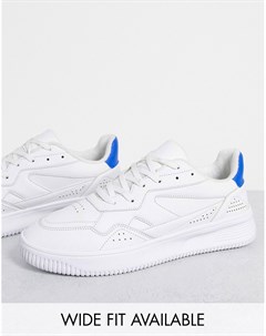 Белые кроссовки из искусственной кожи с синей накладкой на пятке Asos design