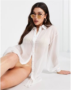 Белая полупрозрачная пляжная рубашка из жатого материала Asos design