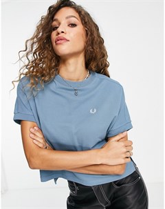 Синяя свободная футболка из пике Fred perry