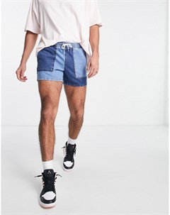 Короткие джинсовые шорты с поясом на резинке и контрастными вставками Asos design
