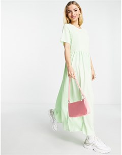 Платье миди зеленого цвета с присборенной юбкой Pernua Pieces